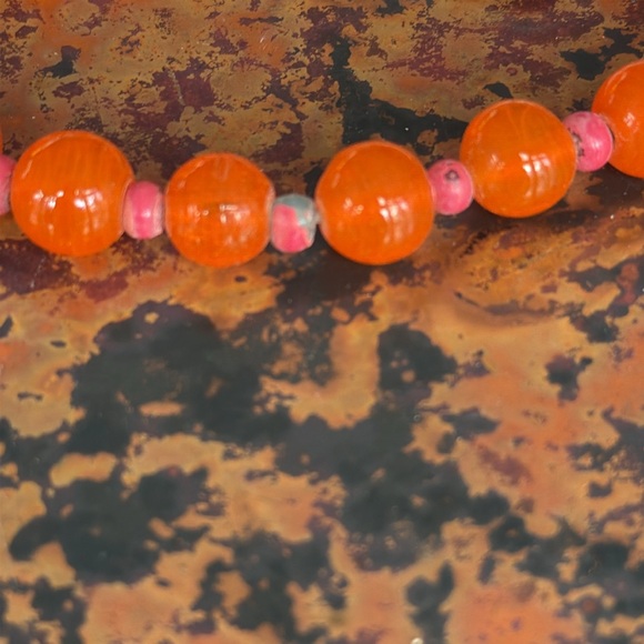 Vibrant Orange and Pink Stackable Coordinating Stretch Beaded Bracelets-Set of 3 - Picture 5 of 8